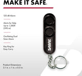 SABRE Personal Alarm With Key Ring, 120dB Alarm, Audible Up To 1,280 Feet (390 Meters), Simple Operation, Reusable, Black