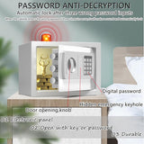 Small Home Safe,Digital Money Electronic Safe Box w/Pass Code Keypad & Keys for Hotel Office Buiness,Hidden Wall Security Safe Box for Valuable Cash Money Jewelry Documents (White, 8.5L)