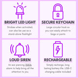 Securityman Personal Alarms for Women | Safety Alarm Keychain (Loud 130dB Siren and SOS Strobe Light) Everyday Self Defense Security Alarm Protection Device (Black)