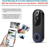 Guggre 1080P Video Doorbell Camera, Intelligent Human Detection, Cloud Storage, Chime Included, Live View, 2-Way Audio, IR Night Vision, Wide Angle Lens, Indoor/Outdoor