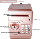 Piggy Bank Electronic Mini ATM for Kids Baby Toy, Safe Coin Banks Money Saving Box Password Code Lock for Children,Boys Girls Best Gift (Rose Gold)
