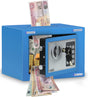 Rubik Mini Cash Deposit Drop Slot Safe Box with Key and Pin Code Option (Blue)