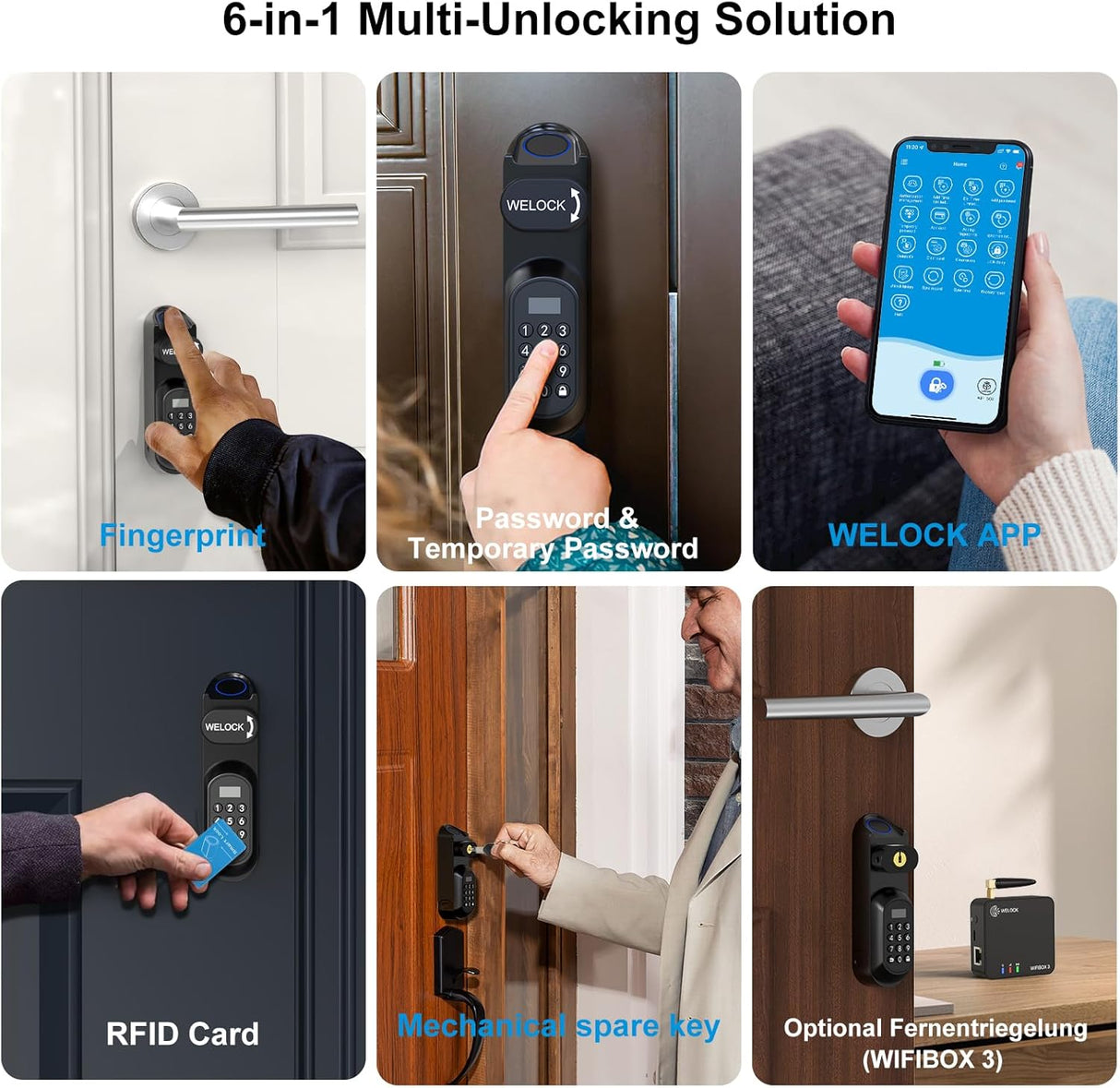 WELOCK U81 Smart Door Lock, Fingerprint + WiFi + RFID + Mechanical Key