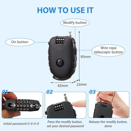 4-Digit Combination Padlock with Flexible Cable, Mini Heifer-Shaped Lock for Luggage, Suitcase, Laptop, Bike, Stroller, Toolbox, Locker, Safety Pad Lock for Travel Security
