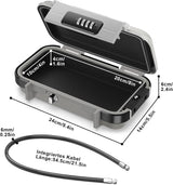 Diyife Small Safe Box Portable 4 Digit Code Safe Security Box, Waterproof | with 6 mm Thick Removable Wire Rope, Secures Valuables when Travel, on the Beach, Camping, in the Office, Cars