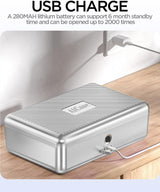 AICase Safe with Biometric Fingerprint Recognition for Travel and Home, Portable Security Box with Fingerprint and Morse Code, Cash Box, Safe Deposit Box, Silver