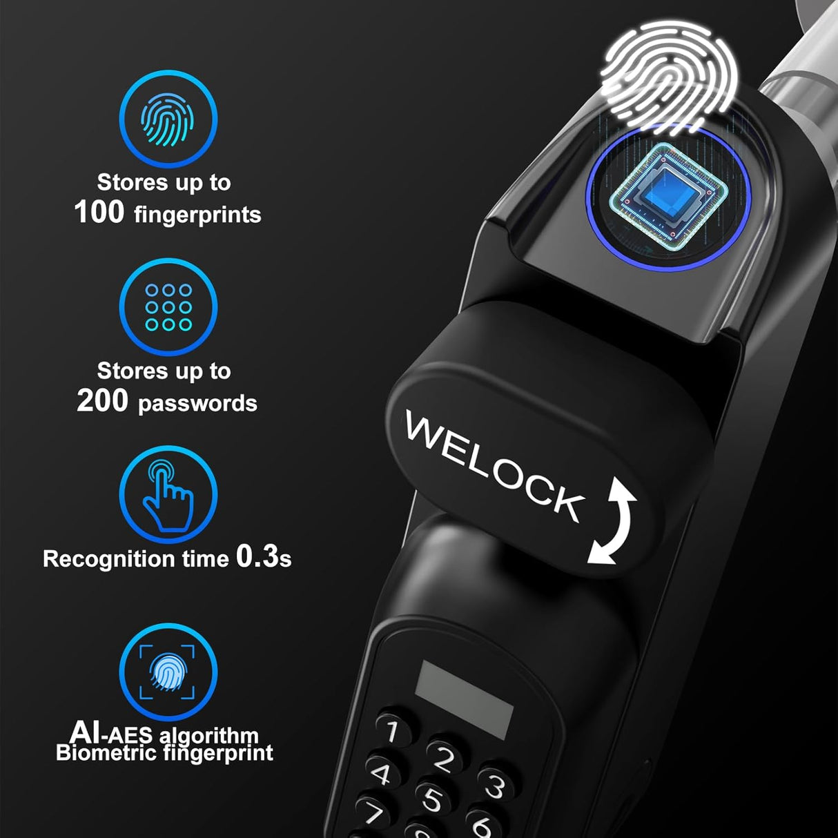WELOCK U81 Smart Door Lock, Fingerprint + WiFi + RFID + Mechanical Key