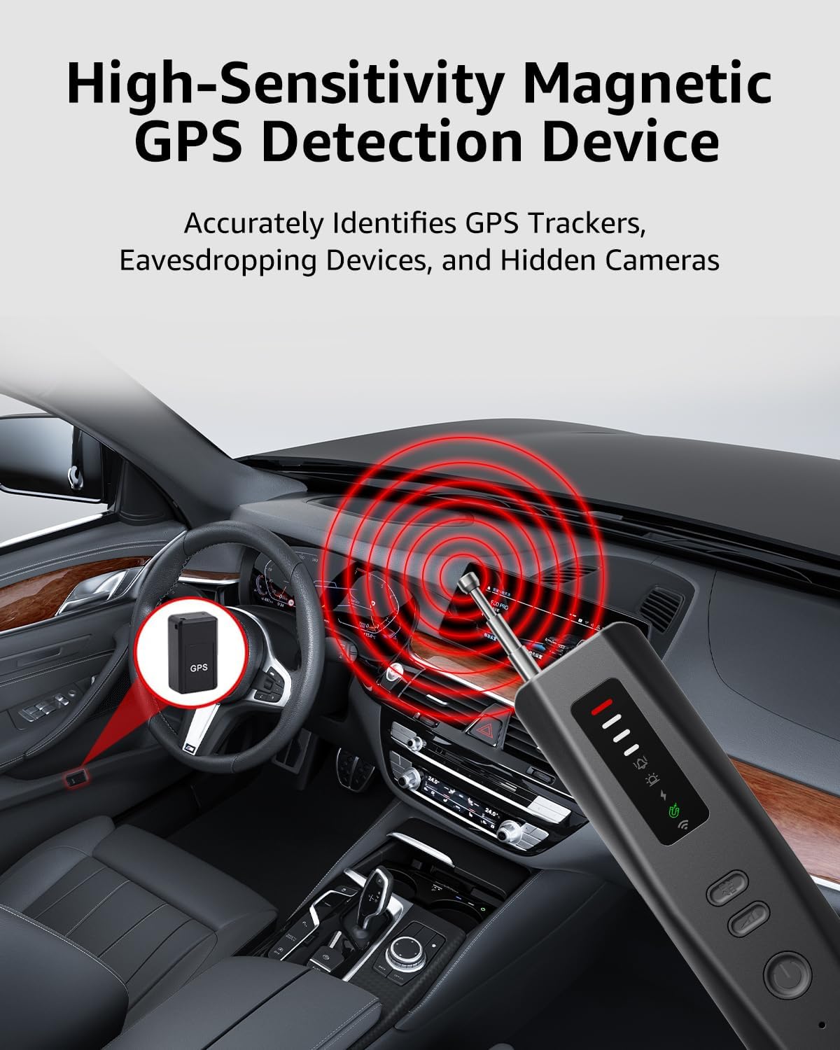 Hidden Camera Detectors, Advanced Anti-Spy Technology RF Signal GPS Tracker Finder, Wireless Bug Sweeper with Magnetic Detection for Home Office Travel Security, Real-Time Alarm