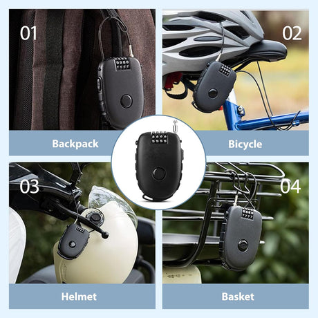 4-Digit Combination Padlock with Flexible Cable, Mini Heifer-Shaped Lock for Luggage, Suitcase, Laptop, Bike, Stroller, Toolbox, Locker, Safety Pad Lock for Travel Security