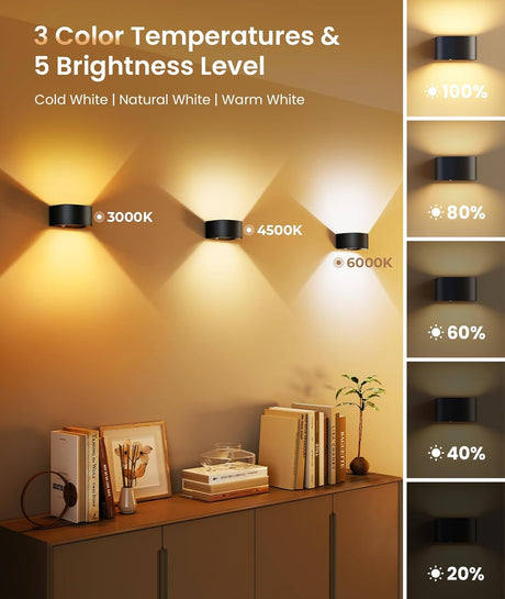 Tobeape Motion Sensor Wall Sconce with Remote, 5000mAh Battery Operated Rechargeable Wall Light Night Light with 3 Color Temps, Wireless LED Wall Mounted Lamp Indoor for Living Room Bedroom Bedside