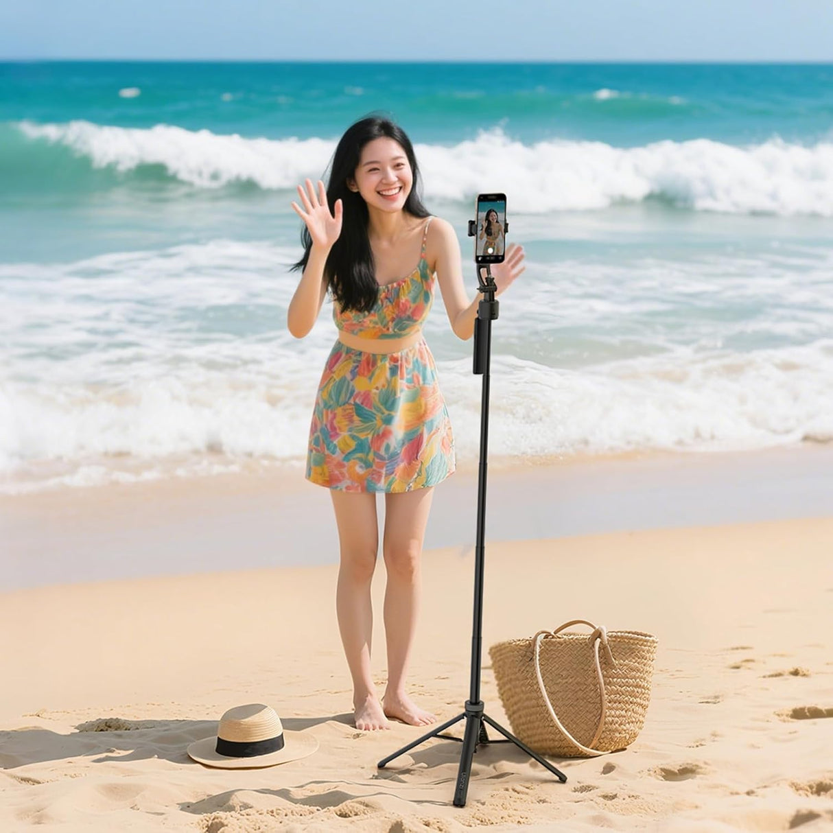 Ulanzi TT23 Auto Face Tracking Tripod for Smartphones, 165cm Cell Phone Selfie Stick, 360° Rotation Tripod with Bluetooth Remote & Gesture Control, Selfie Stick for iPhone/Action Camera