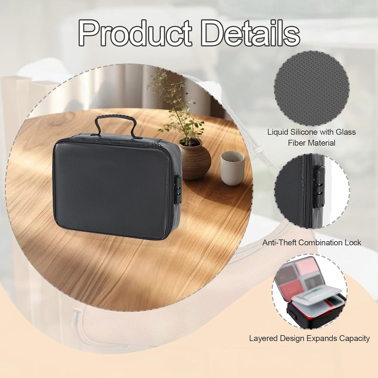Fireproof Document Bag with Lock, Plenty of Pockets, Portable Home Travel Office Safe Box with Handle, Waterproof Zipper Documents Safe Storage Case for Important Files Photo Certificates Laptop