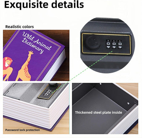 Colorful Diversion Book Safe with Combination Lock, Password Box & Metal Storage Safe for Home, Ideal Savings Coin Bank & Kids Storage Box, Heavy-Duty Steel Lining 18x11.5x5.5cm (green)