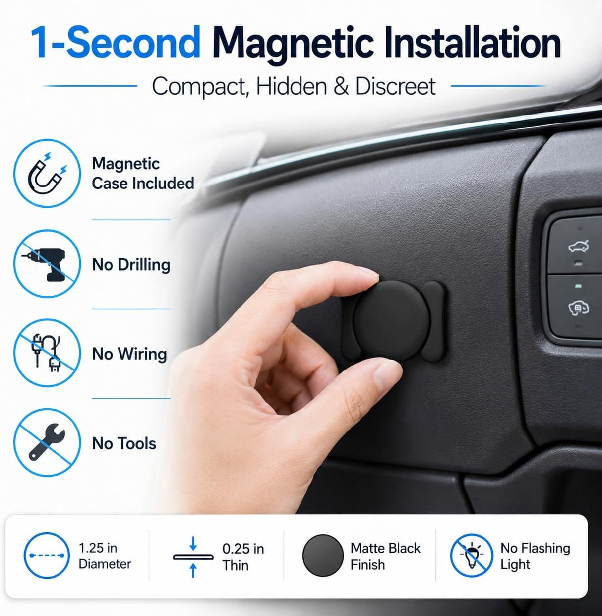 Car Tracker Support Android and iOS Systems, Magnetic Bluetooth Finder for Car with Alerts, Global positioning function,1 Year Battery Life (Includes Keychain, Strap & Mount)