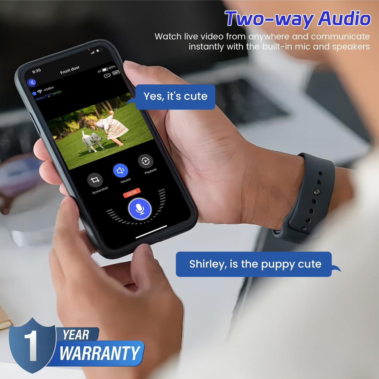 Guggre 1080P Video Doorbell Camera, Intelligent Human Detection, Cloud Storage, Chime Included, Live View, 2-Way Audio, IR Night Vision, Wide Angle Lens, Indoor/Outdoor