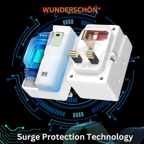 WUNEDRSCHÖN |Travel Adapter UK Plug and Sockets, 3 Sockets With individual Safety Switches Suitable For Charging Electronics Laptop Mobile and Appliances (UK - 3 Switches, 3 Sockets)