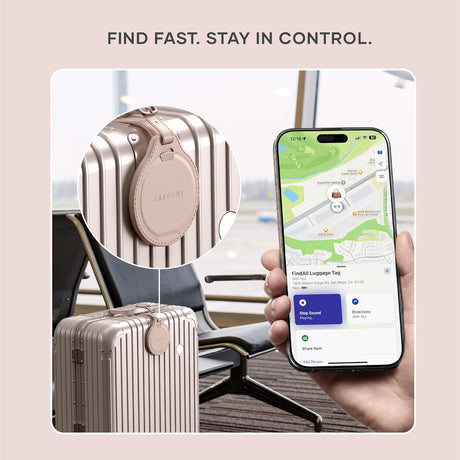 Satechi FindAll Smart Luggage Tag with Find My, TSA-Friendly, Airport Tracking, Left-Behind Alerts, Loud Audible Chime, Wireless Rechargeable, Works with iPhone, iPad, Mac – Desert Rose