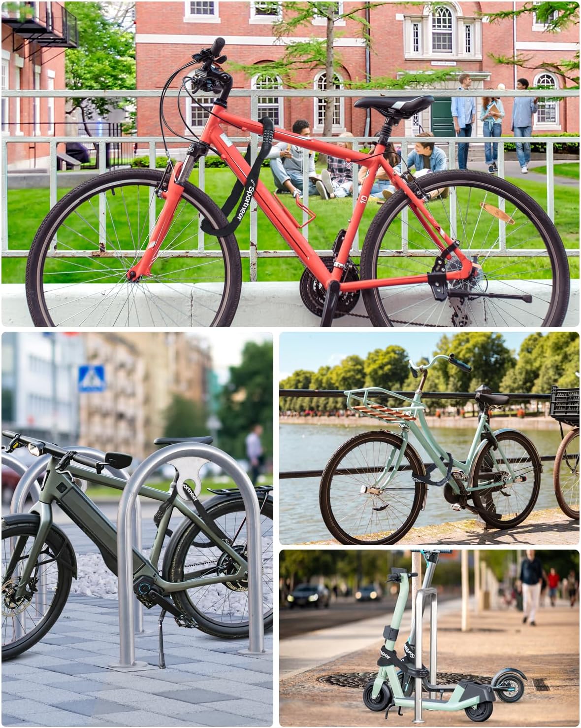 Sportneer Bike Lock: 5 Digit Combination Bike Chain Lock High Security Anti Theft - 3.2ft (0.97m) Heavy Duty Bicycle Lock for Bike Scooter - 6mm Thick