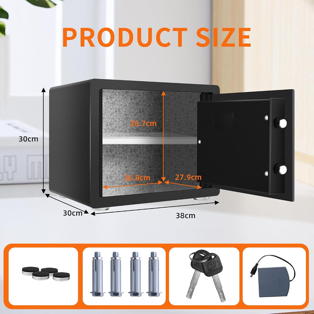 HSGCJS Biometric Fingerprint Safe, Home Safe Box with full Digital Keypad,Security Safe For Home,Office and Hotel-1.2 Cubic Feet
