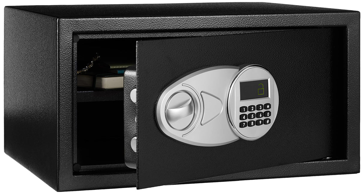 Amazon Basics Steel Home Security Electronic Safe with Programmable Digital Keypad Lock for Jewelry, Money, Valuables Storage, 34 Litres, 33 cm W x 33 cm D x 36 cm H, Black