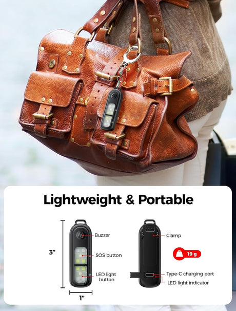 130DB Personal Safety Alarm - Rechargeable Emergency Siren with 3 LED Strobe Lights, Self Defense Keychain for Women, Men, Kids & Seniors - Clip-On Alarm for Running, Walking, Travel (Black)
