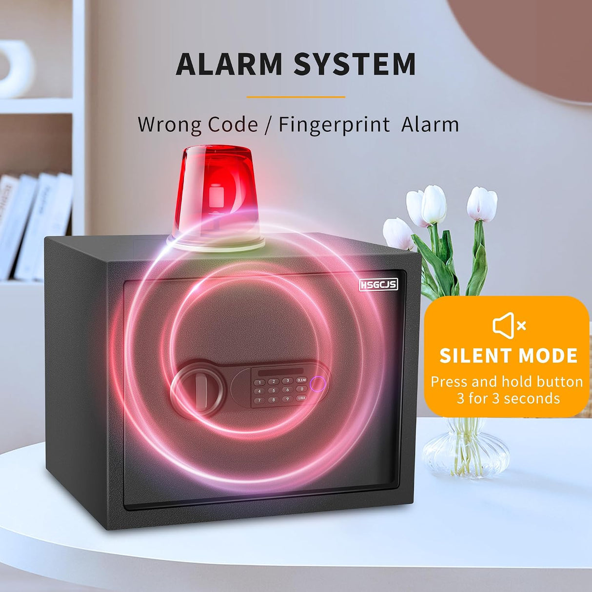 HSGCJS Fingerprint Safe - 1.2 Cubic Feet,Biometric Fingerprint Home Safe Box with Digital Keypad,Security Safe with Induction Light and Leather, Money Box for Jewelry Cash Document Valuables