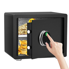 HSGCJS 1.93 Cu Ft Smart Biometric Fingerprint Home Safe with Digital Keypad | 3-8 Digit PIN,Silent Mode & LED light,Removable Shelf,Dual Alarm System,Heavy Duty Steel Safe Box For Home,Office and Hotel