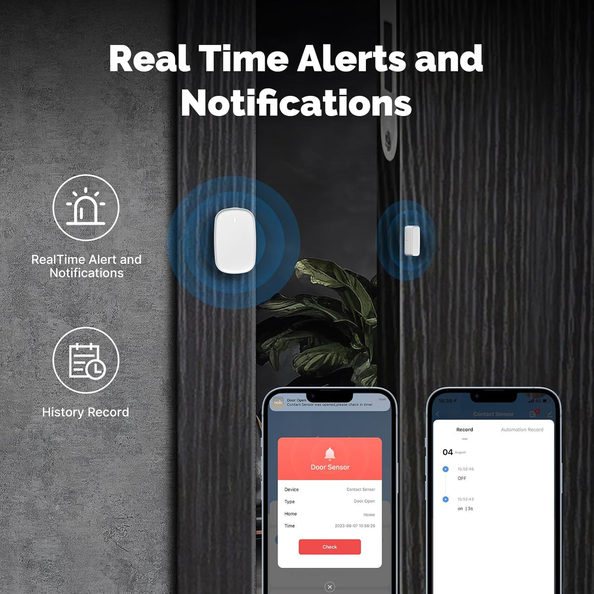 MOES Smart Door and Window Sensor, Wireless Detector for Alarm System and Home, Compatible With Smart Life/MOES APP, Works With Alexa Google Home Voice Control, Requires ZigBee Gateway