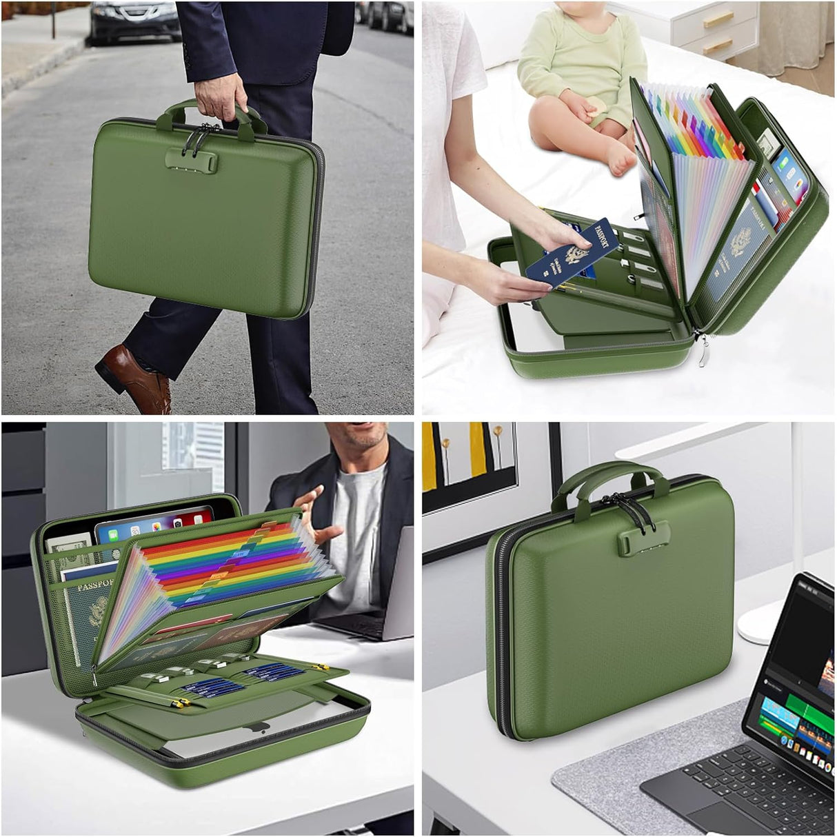 DocSafe Fireproof File Organizer with Lock, Green, 15.55 x 3 x 11.5 inches, Hard-Shell Fireproof File Organizer