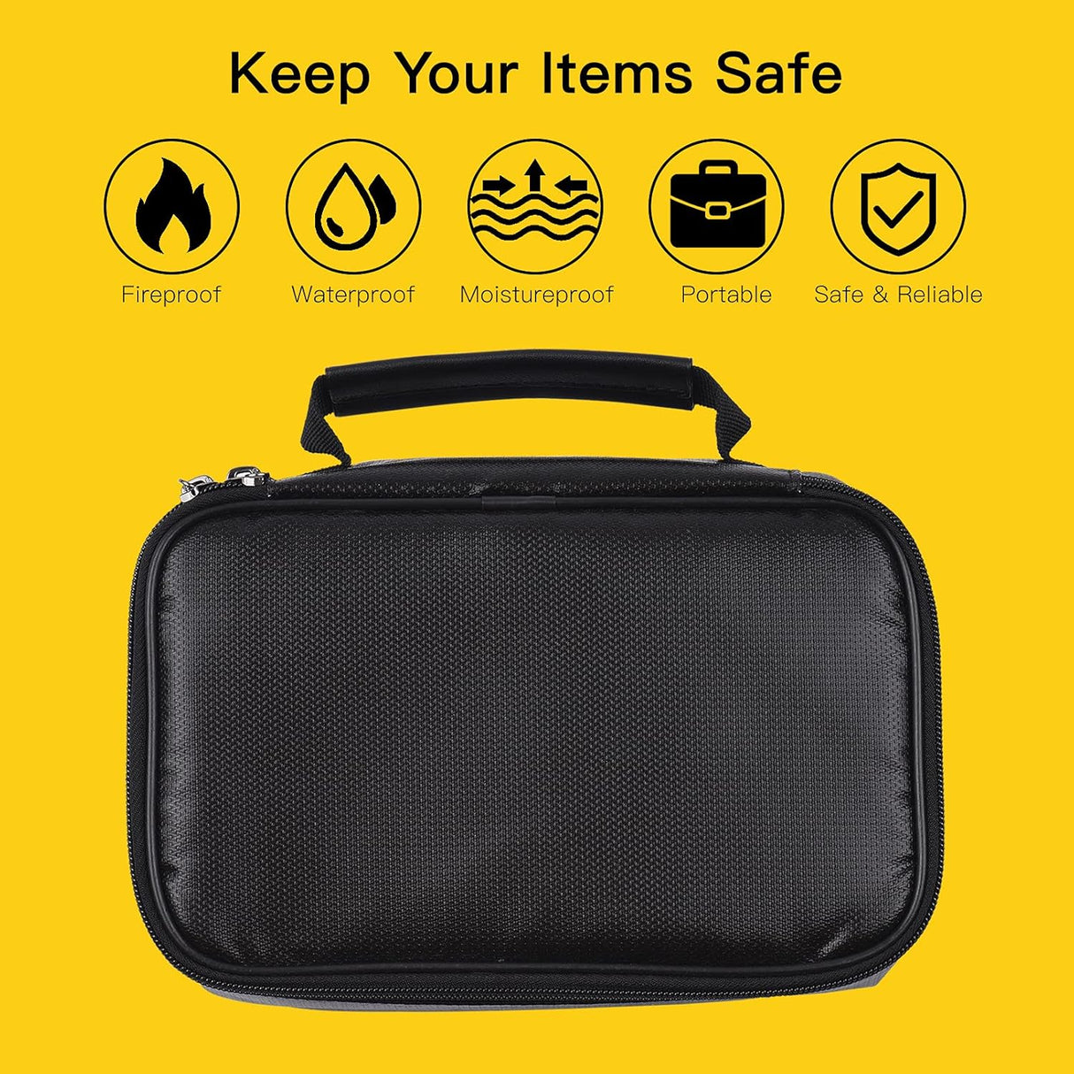 Fireproof File Document Bag Safety Organizer with 3-Digit Lock Zipper Closure Fire & Water Resistant Money Pouch Multi-Layer Card Case for Home Office Travel Passport Certificates