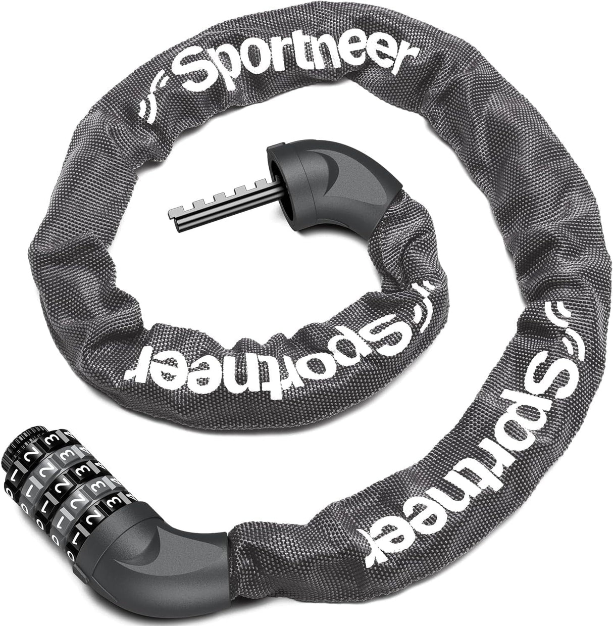 Sportneer Bike Lock: 5 Digit Combination Bike Chain Lock High Security Anti Theft - 3.2ft (0.97m) Heavy Duty Bicycle Lock for Bike Scooter - 6mm Thick