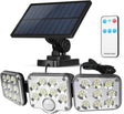 Solar Motion Sensor Outdoor Light with 3 Adjustable Head, Baytion 6500K 138 LEDs Solar Outdoor Light, IP65 Waterproof Solar Sensor Lights Outdoor for Gardens, Patios, Porches, Garages
