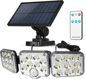 Solar Motion Sensor Outdoor Light with 3 Adjustable Head, Baytion 6500K 138 LEDs Solar Outdoor Light, IP65 Waterproof Solar Sensor Lights Outdoor for Gardens, Patios, Porches, Garages