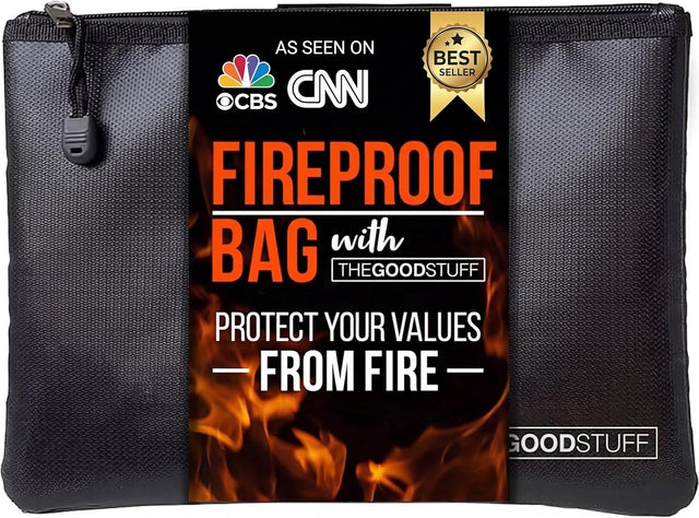 The Good Stuff Water and Fireproof Pouch (2000℉) - Protect Money, Passports, and Documents with a Fireproof Money Bag for Cash, Safe Money Storage Bags Fire Proof Waterproof