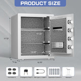 kavey 2.0 Cub Biometric Safe Box, Home Safe with LCD Keypad & 2 Adjustable Shelves, Fingerprint Money Safe with Dual Alram & Mute Alarm, Large Security Cabinet Safe for Vaulables (White)