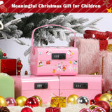 Mini Safe Box for Kids - Portable Money Lock Box with Combination Lock for Cash, Jewelry & Valuables, Lightweight Security Safe Metal Money for Cash Saving for Kids Boys Girls (Pink)