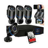 5iktery 4-Channel AHD DVR Kit with 4 Bullet Cameras + 512GB HDD