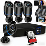5iktery 4-Channel AHD DVR Kit with 4 Bullet Cameras + 512GB HDD