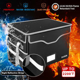 DocSafe File Box Fireproof Document Box with Lock,File Storage Organizer Box with Mesh Pockets,Collapsible Portable File Box Home Office File Cabinet with Handle for Hanging Letter/Legal Folder,Black