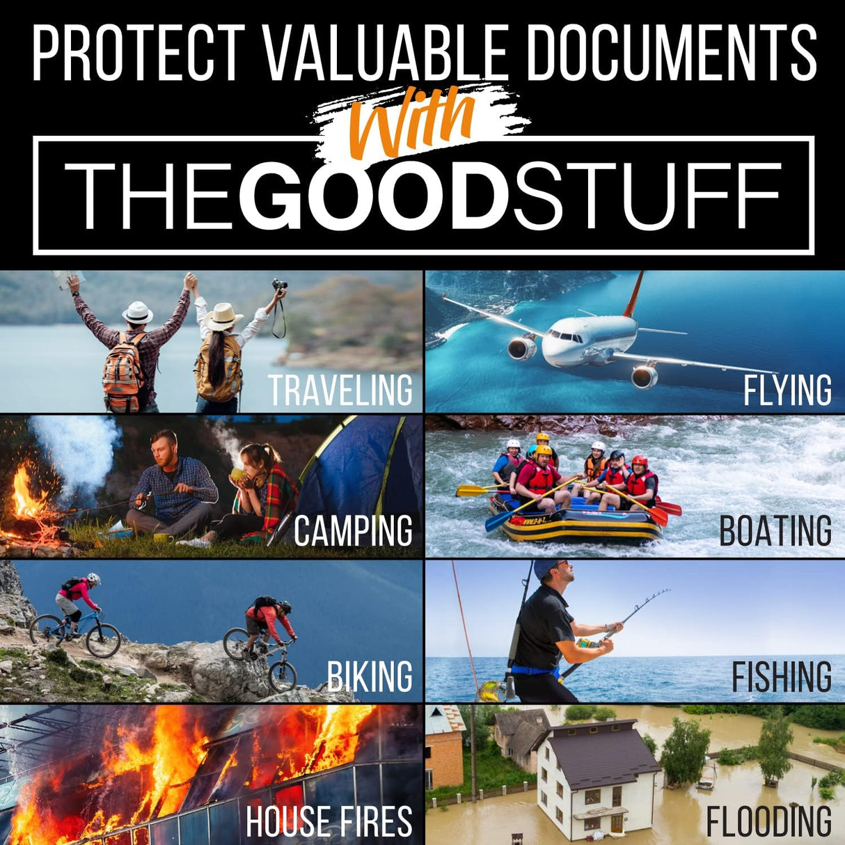 The Good Stuff Water and Fireproof Pouch (2000℉) - Protect Money, Passports, and Documents with a Fireproof Money Bag for Cash, Safe Money Storage Bags Fire Proof Waterproof