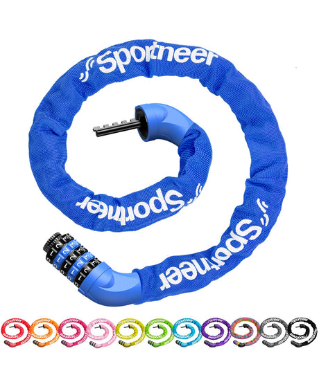Sportneer Bike Lock: 5 Digit Combination Bike Chain Lock High Security Anti Theft - 3.2ft (0.97m) Heavy Duty Bicycle Lock for Bike Scooter - 6mm Thick