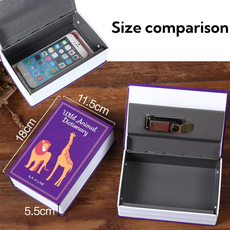 Colorful Diversion Book Safe with Combination Lock, Password Box & Metal Storage Safe for Home, Ideal Savings Coin Bank & Kids Storage Box, Heavy-Duty Steel Lining 18x11.5x5.5cm (green)