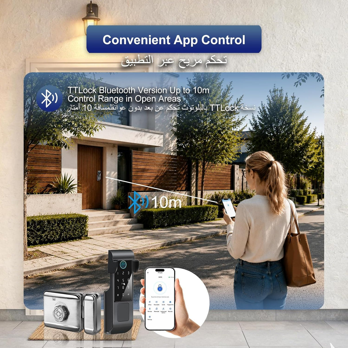 Makayuron Smart Door Lock, TTLock Bluetooth App Outdoor Waterproof Smart Lock, IP65 Rating, 5 Unlocking Methods (Fingerprint/Password/RFID Card/Mechanical Key/TTLock ble App Remote)(M333-TTble）