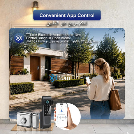 Makayuron Smart Door Lock, TTLock Bluetooth App Outdoor Waterproof Smart Lock, IP65 Rating, 5 Unlocking Methods (Fingerprint/Password/RFID Card/Mechanical Key/TTLock ble App Remote)(M333-TTble）