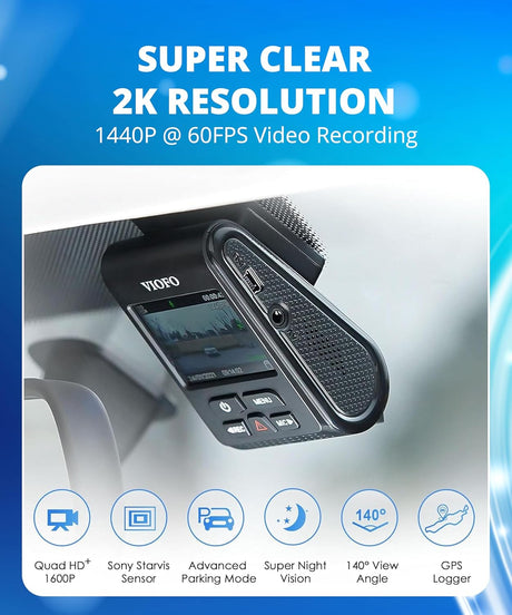 VIOFO A119 V3 Dash Cam 2K, GPS, True HDR, Buffered Parking Mode, 2560x1440P Quad HD+ Car Dash Camera, Ultra Clear Night Vision, 140-Degree Wide Angle, Motion Detection, G-Sensor, Time Lapse