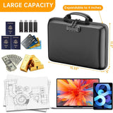 Fireproof File Organizer with Lock, Hard-Shell Case Fireproof Document Box with 13 Pocket Accordion File Folder, Portable Home Office Travel Safe Storage for Important Documents Laptop Black