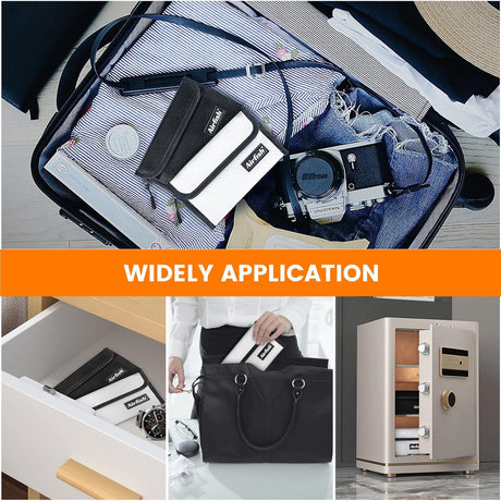 Airfish 4 Pack Fireproof Money Bag,8x5Inches Fireproof Wallet,Small Fireproof Document Bag with Zipper,Safe Bag Set for Valuables
