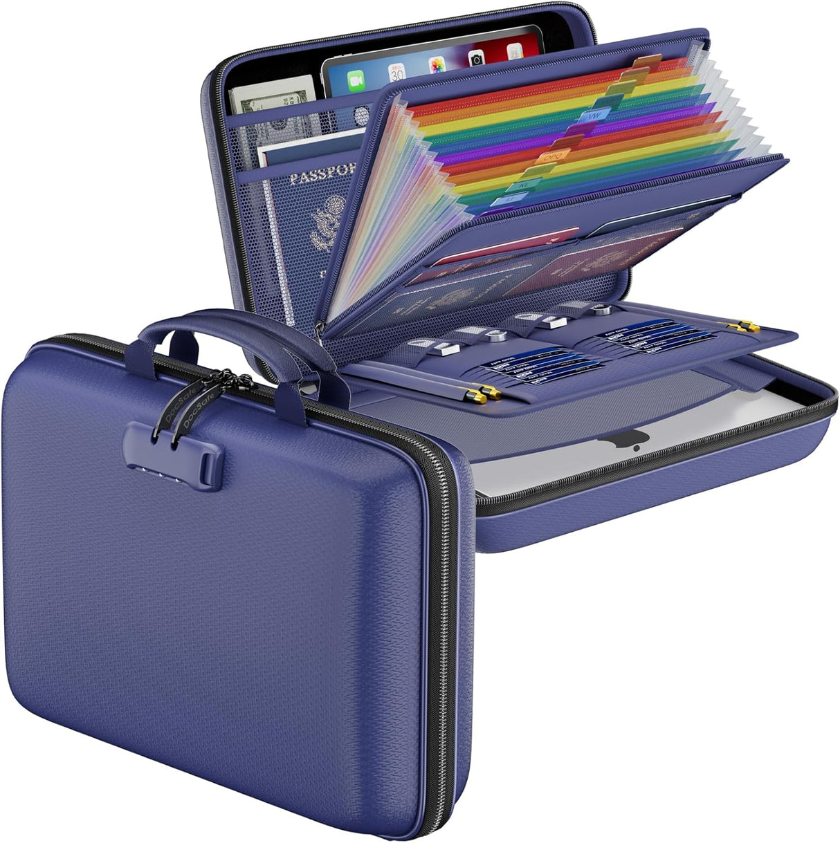 DocSafe Fireproof File Organizer with Lock, Green, 15.55 x 3 x 11.5 inches, Hard-Shell Fireproof File Organizer