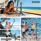 Ulanzi TT23 Auto Face Tracking Tripod for Smartphones, 165cm Cell Phone Selfie Stick, 360° Rotation Tripod with Bluetooth Remote & Gesture Control, Selfie Stick for iPhone/Action Camera