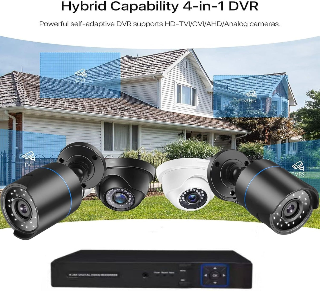 5iktery 4-Channel AHD DVR Kit with 4 Bullet Cameras + 512GB HDD
